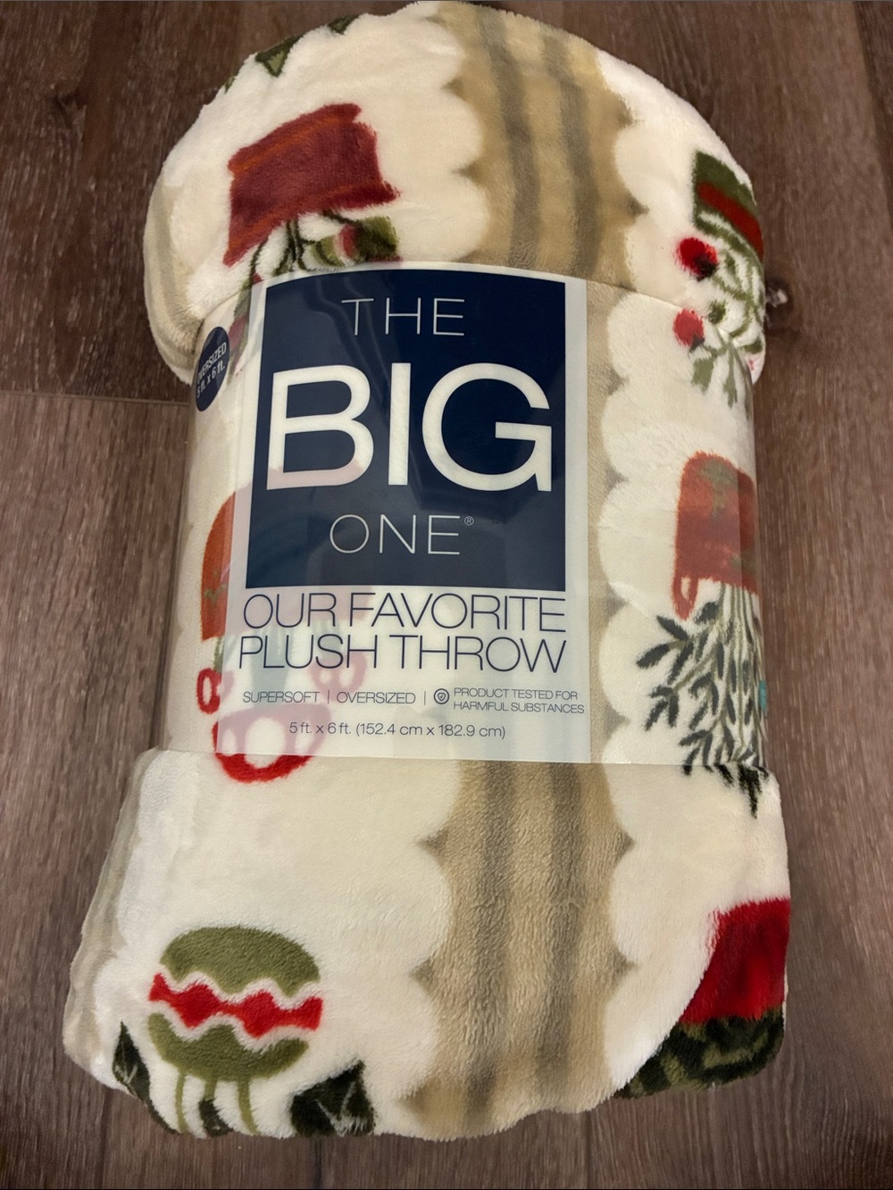 The Big One Oversized Plush Throw. Potted Plants Design. New - Picture 2 of 5